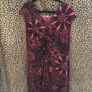 Maxi dress. Brown /pink stretchy knit